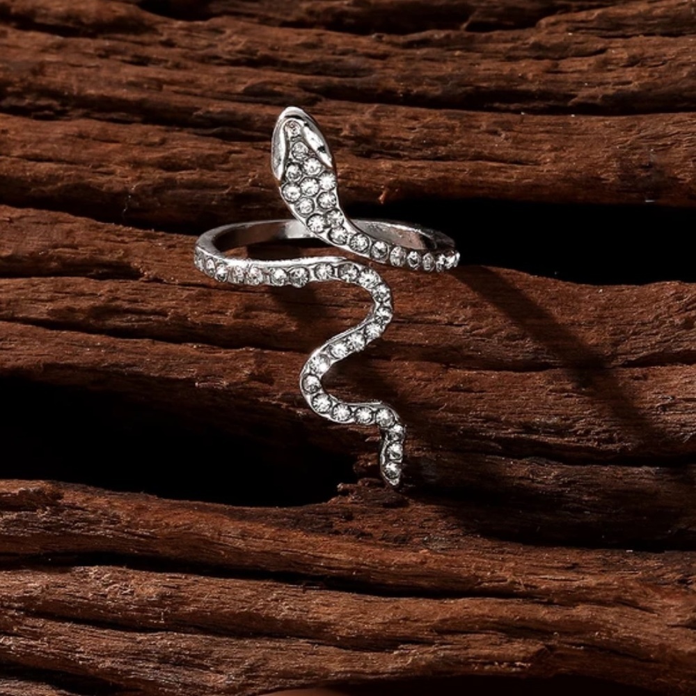 Silver Cubic Zirconia Snake Ring